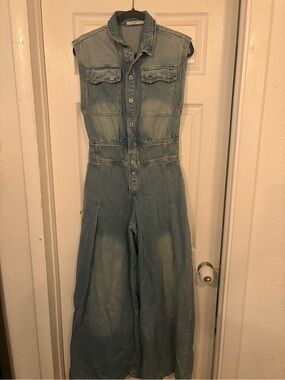 Casual Blue Denim Jumpsuit